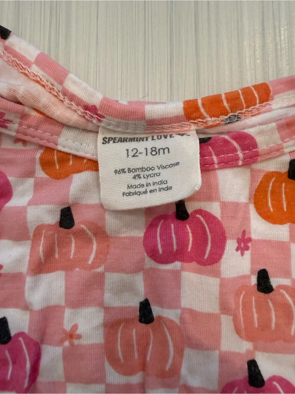 Pink Pumpkin Print Short Sleeve T-shirt Bubble Romper Baby One-Piece Bodysuit